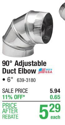 Menards 6 straight elbow duct fitting offer