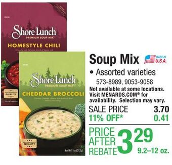 Menards Shore lunch homestyle chili with beans mix - 10.6 oz offer