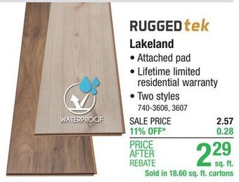 Menards Rugged tek lakeland russet falls hickory 8.03 x 47.64 waterproof attached pad laminate flooring (18.6 sq.ft/ctn) offer