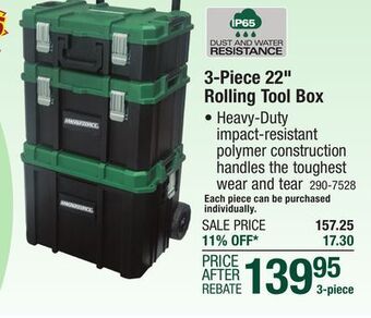 Menards Masterforce 22 rolling tool box - 3 piece offer