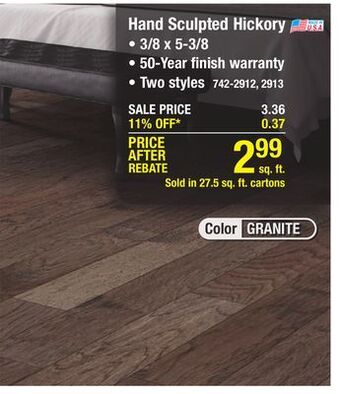 Menards Great lakes wood floors provincial hand sculpted hickory 3/8 x 5-3/8 engineered hardwood flooring (27.5 sq.ft/ctn) offer