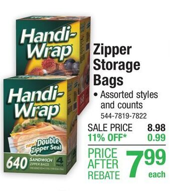 Menards Handi-wrap quart freezer zipper storage bags - 240 ct offer