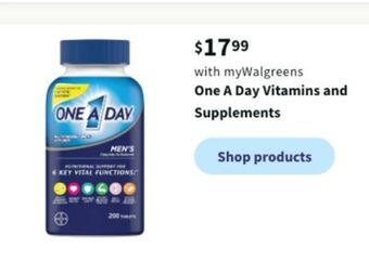 Walgreens One a day vitamins and supplements offer