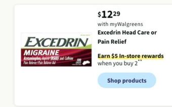 Walgreens Excedrin head care or pain relief offer