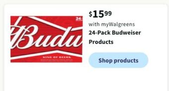 Walgreens 24-pack budweiser products offer