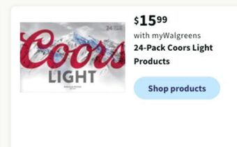 Walgreens 24-pack coors light products offer