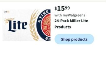 Walgreens 24-pack miller lite products offer