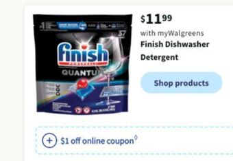 Walgreens Finish dishwasher detergent offer