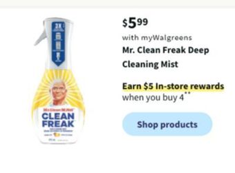 Walgreens Mr. clean freak deep cleaning mist offer