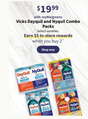Walgreens Vicks dayquil and nyquil combo packs offer