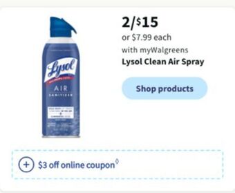 Walgreens Lysol clean air spray offer