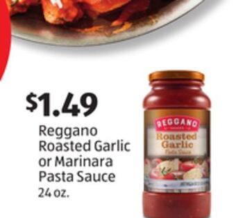 Aldi Reggano roasted garlic or marinara pasta sauce offer