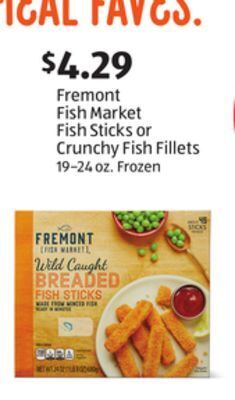 Aldi Fremont fish market fish sticks or crunchy fish fillets offer