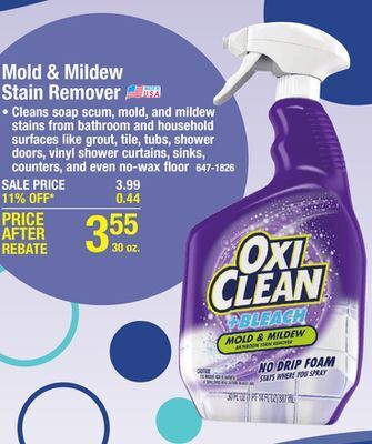 Menards Oxiclean + bleach mold & mildew bathroom stain remover - 30 oz offer