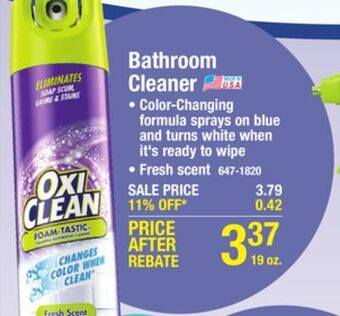 Menards Oxiclean foam-tastic fresh scent bathroom cleaner - 19 oz offer