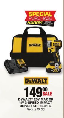 Blain's Farm & Fleet Dewalt 20v max xr ¼ 3-speed impact driver kit offer