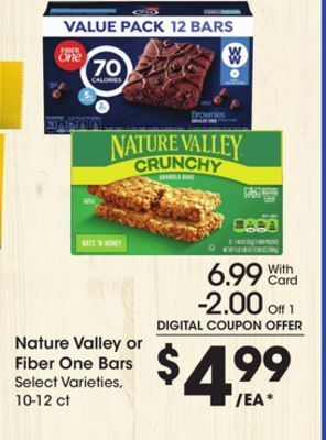 Kroger Nature valley or fiber one bars offer