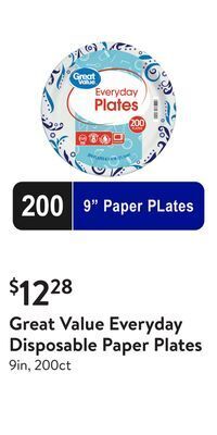 Walmart Great value everyday disposable paper plates offer