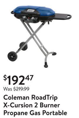 Walmart Coleman roadtrip x-cursion 2 burner propane gas portable grill offer