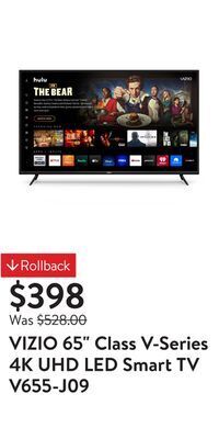 Walmart Vizio 65 class v-series 4k uhd led smart tv v655-j09 offer