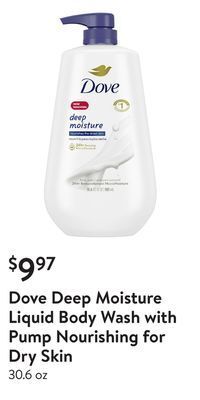 Walmart Dove deep moisture liquid body wash with pump nourishing for dry skin offer