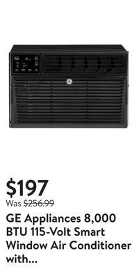 Walmart Ge appliances 8,000 btu 115-volt smart window air conditioner with remote, aen08lz, black offer
