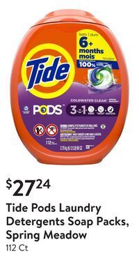 Walmart Tide pods laundry detergents soap packs, spring meadow offer
