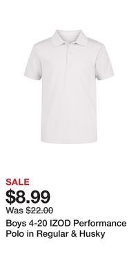 Kohl's Boys 4-20 izod performance polo in regular & husky offer