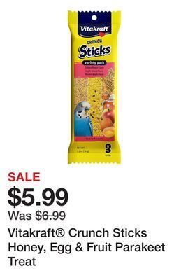 Petsmart Vitakraft crunch sticks honey, egg & fruit parakeet treat offer