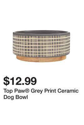 Petsmart Top paw grey print ceramic dog bowl offer