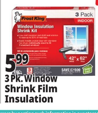 Ocean State Job Lot Frost king window insulation shrink kit, 3 count offer