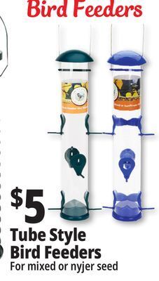 Ocean State Job Lot Tube style bird feeders offer
