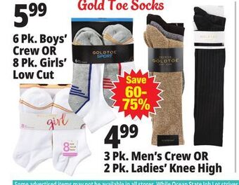 Ocean State Job Lot Gold toe socks offer