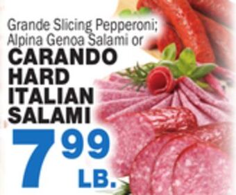 Bravo Supermarkets Carando hard italian salami offer