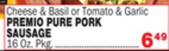 Bravo Supermarkets Premio pure pork sausage offer