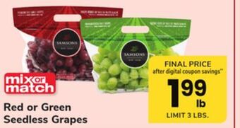ACME Red or green seedless grapes offer