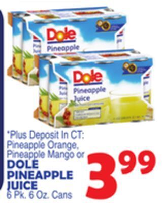 Bravo Supermarkets Dole pineapple juice offer