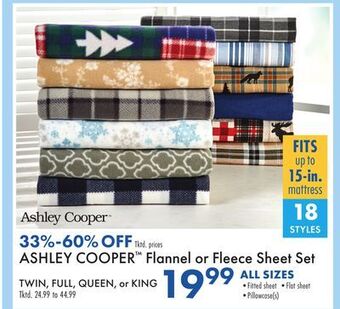 Boscov's Ashley cooper flannel or fleece sheet set offer