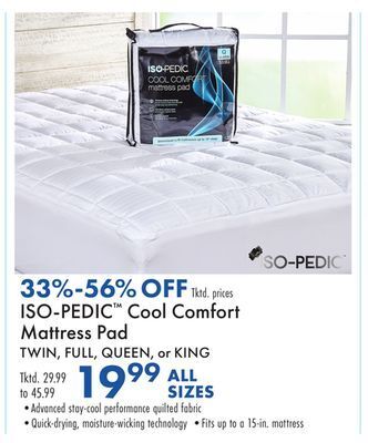 Boscov's Iso-pedic cool comfort mattress pad offer
