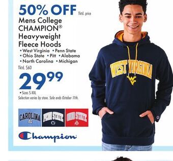 Boscov's Mens college champion heavyweight fleece hoods offer