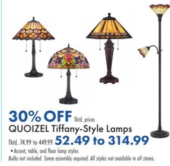 Boscov's Quoizel tiffany-style lamps offer