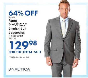 Boscov's Mens nautica stretch suit separates offer