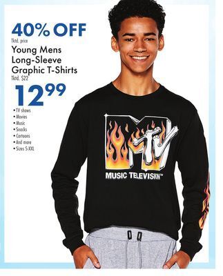 Boscov's Young mens long-sleeve graphic t-shirts offer