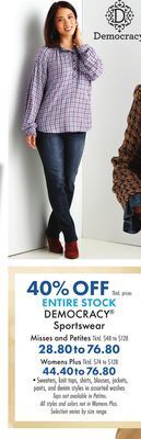 Boscov's Democracy sportswear offer