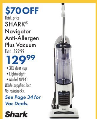 Boscov's Shark navigator anti-allergen plus vacuum offer