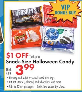 Boscov's Snack-size halloween candy offer