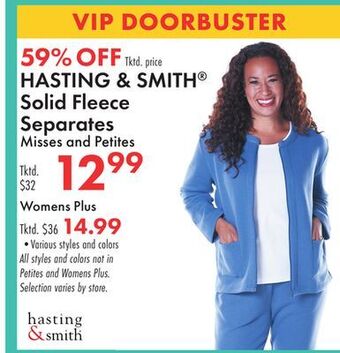 Boscov's Hasting & smith solid fleece separates offer