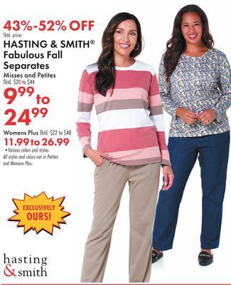 Boscov's Hasting & smith fabulous fall separates offer