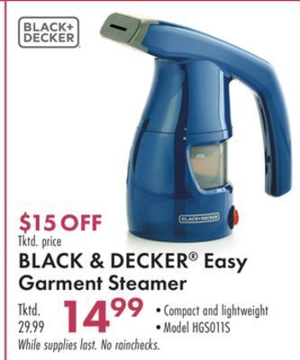 Boscov's Black & decker easy garment steamer offer