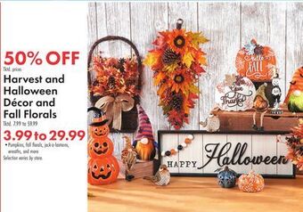 Boscov's Harvest and halloween décor and fall florals offer